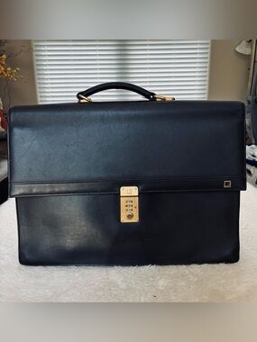 Dunhill Vintage Black Leather Unisex Attache/Business Bag